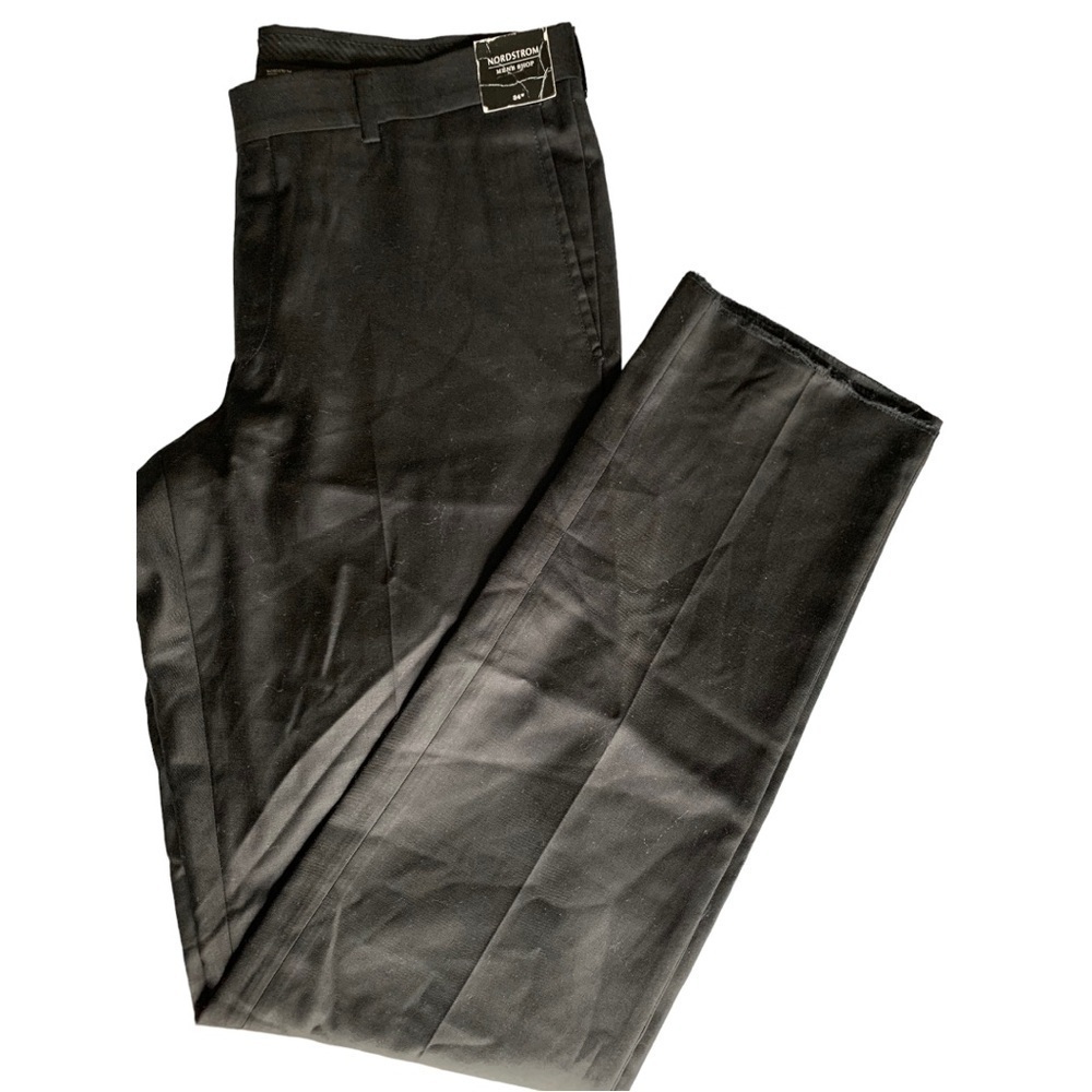 Brand New Nordstrom Men's Shop Black Trousers - 100% Wool